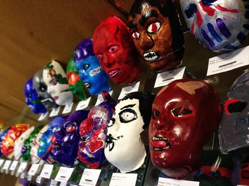 rows of masks