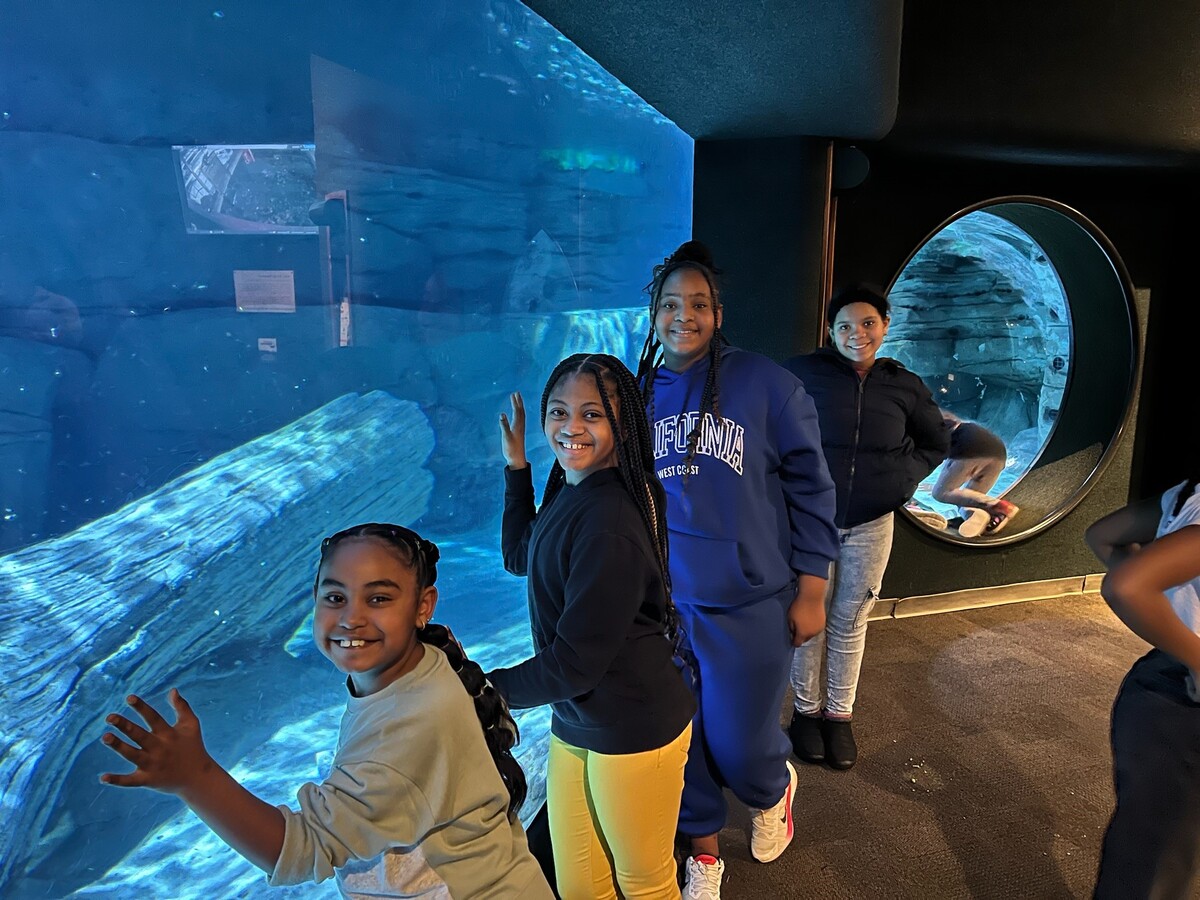 Students tour manatee exhibit at the Cincinnati Zoo