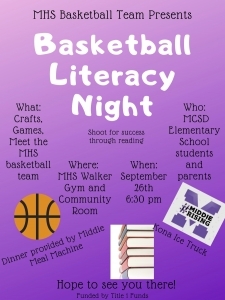 Basketball literacy night flyer