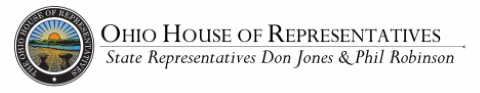 Ohio House of Representatives State Representatives Don Jones & Phil Robinson banner with seal