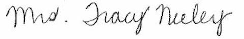 Mrs, Tracy Neely signature